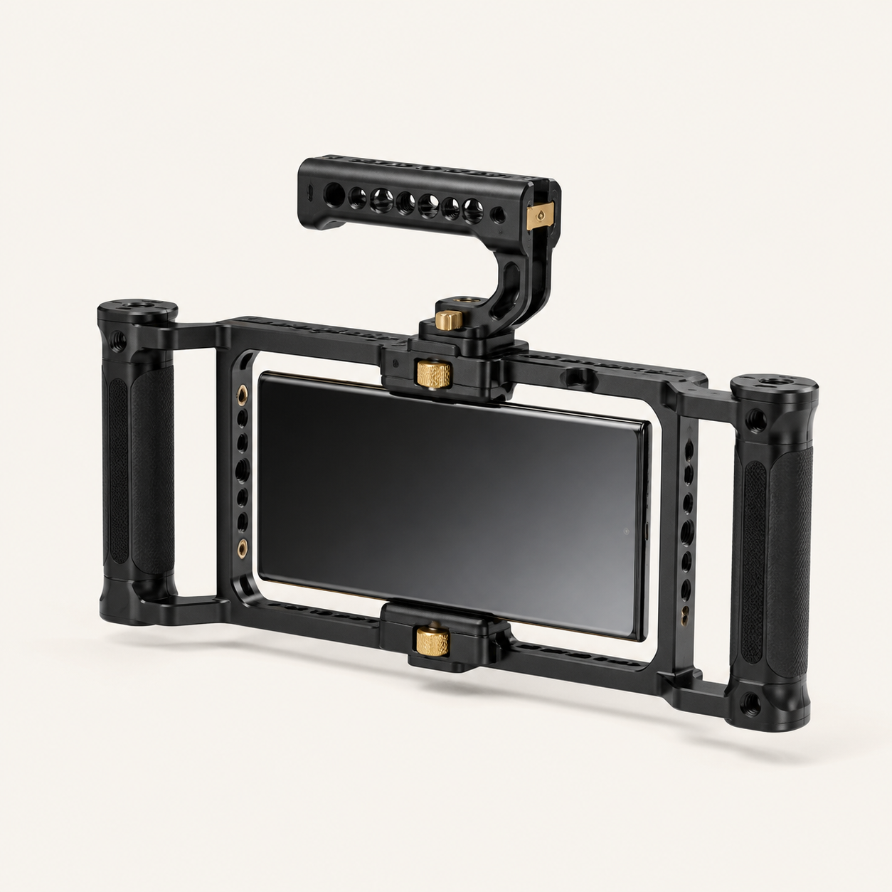 Smartphone Samsung S24 Ultra montado em cage profissional para filmagem